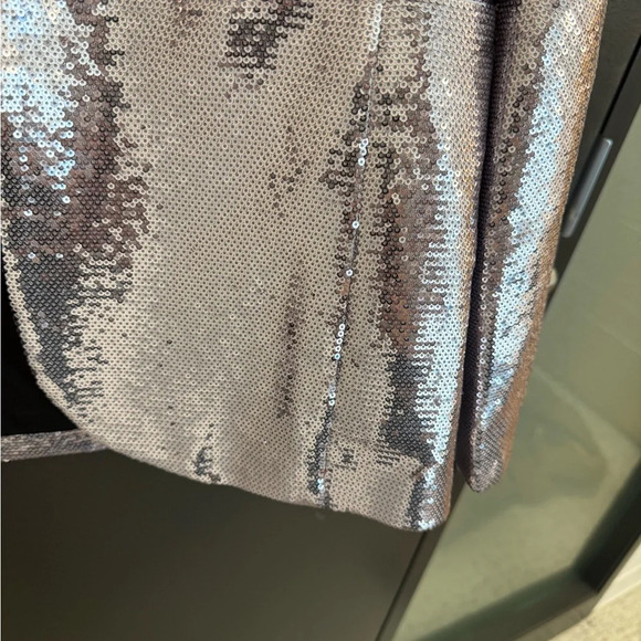 Avec Les Filles (Anthropologie) M EUC sequin Shimmering Silver/pink Blazer - Picture 7 of 14